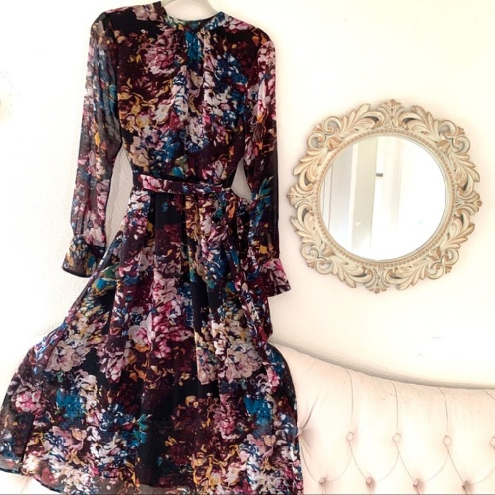 NWT Who What Wear Floral Long Sleeves Maxi Dress